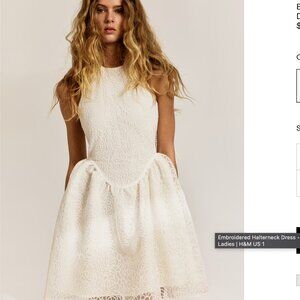 H&M Embroidered Halterneck Dress Size M NEW WITH TAG!